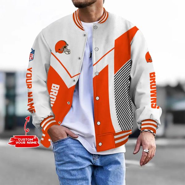 Customize Your Name With CLBR Button Down Baseball Varsity Bomber Jacket Version 2